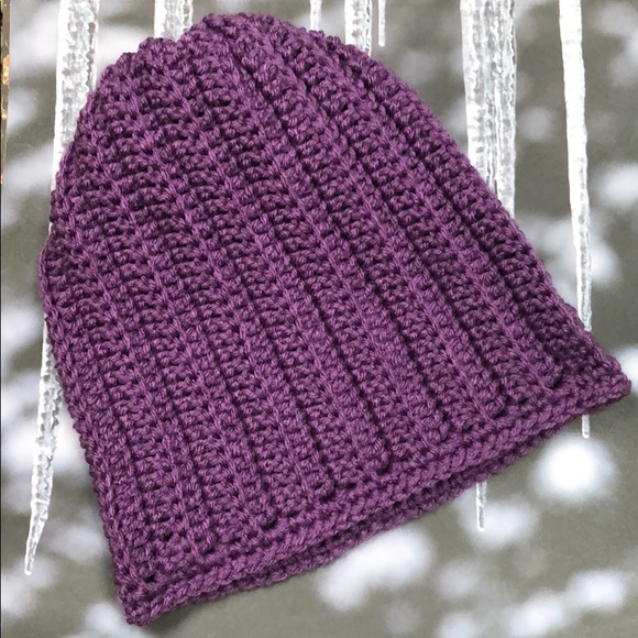 Light purple winter beanie hat adult or teen New hand crochet by me - Picture 1 of 4